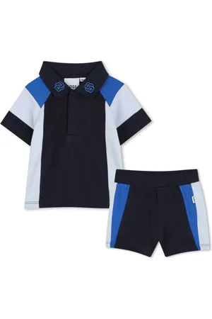 HUGO BOSS Conjunto de pantalones cortos y polo con diseño colour block