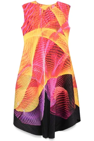 PLEATS PLEASE ISSEY MIYAKE Vestido midi con estampado abstracto