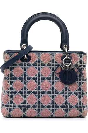 Dior Bolso satchel Cannage Lady Dior mediano de tweed y piel de borrego 2011