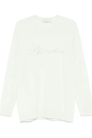 BLUMARINE Jersey con logo de strass
