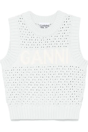 Ganni Chaleco con logo en intarsia