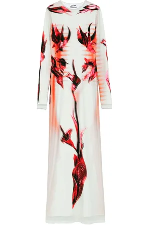 Jean Paul Gaultier Vestido largo estampado con doble capa