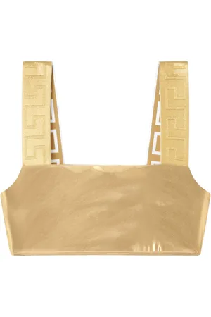 VERSACE Top de bikini Greca Border metalizado