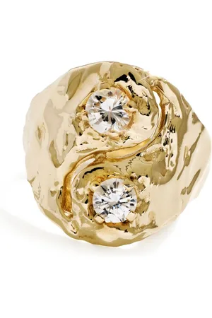 Fie Isolde Anillo de sello Yin Yang en oro amarillo de 14 ct con diamantes