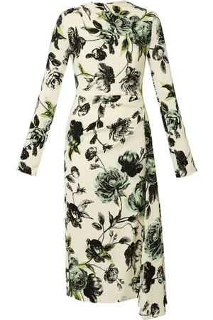Erdem Vestido midi drapeado con manga larga