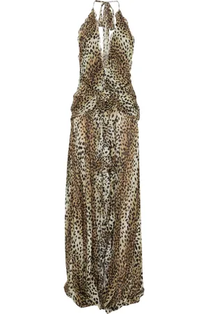 BLUMARINE Vestido largo con estampado de leopardo