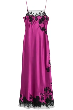 CARINE GILSON Slip dress largo con detalle de encaje