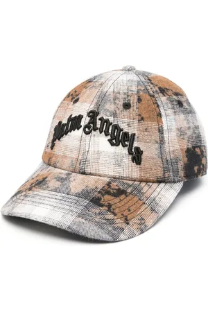 Palm Angels Gorra a cuadros con logo redondeado