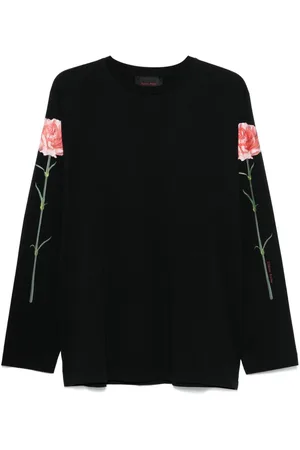 Simone Rocha Camiseta con clavel estampado y manga larga