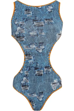Brigitte Bañador con vaqueros estampados