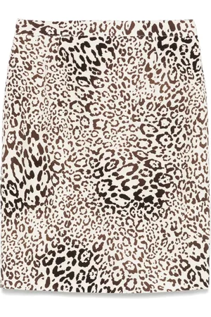 Alessandra Rich Falda corta de seda con estampado de leopardo