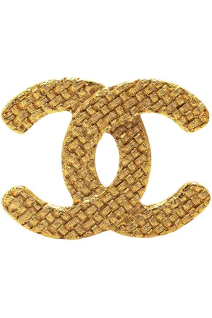 CHANEL Broche bañado en oro con logo CC 1980-1990