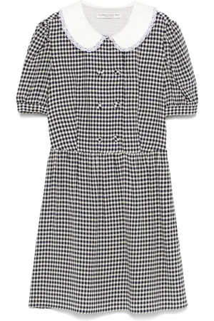 Alessandra Rich Vestido corto de seda con estampado vichy