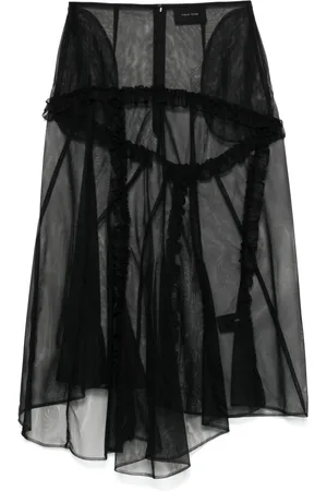 Simone Rocha Falda midi con ribete de volantes