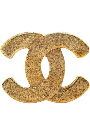 CHANEL Broche bañado en oro con logo CC 1980-1990