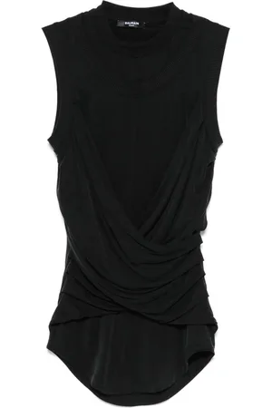 Balmain Top con cuello doble