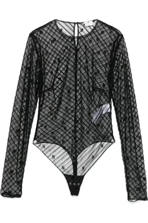 Elisabetta Franchi Body de tul con diseño afelpado