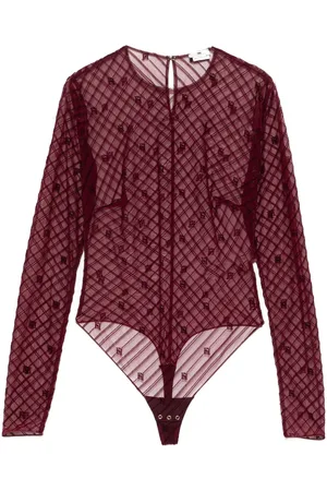 Elisabetta Franchi Body de tul con diseño afelpado