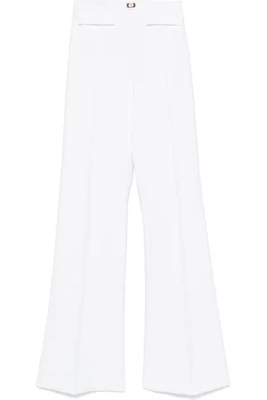 Elisabetta Franchi Pantalones de crepé con placa del logo