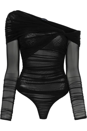 MUGLER Body fruncido con hombro descubierto