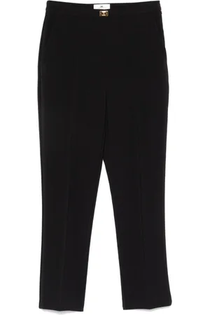 Elisabetta Franchi Pantalones de crepé con placa del logo