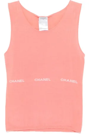 CHANEL Top sin mangas con logo 2004