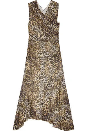 Ganni Vestido largo con estampado de leopardo