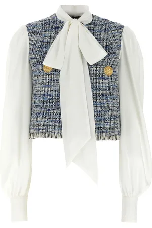 Balmain Blusa con panel de tweed