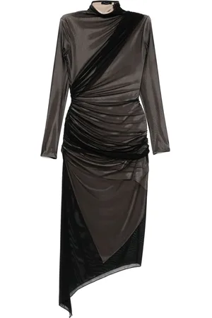MUGLER Vestido asimétrico con doble capa
