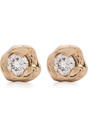 Fie Isolde Pendientes Alfa pequeños en oro amarillo de 14 ct con diamantes