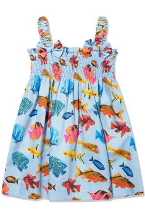 Rachel Riley Vestido de verano con motivo tropical de peces
