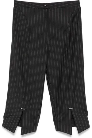 MUGLER Pantalones capri a rayas diplomáticas con detalle de anillas