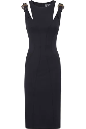 VERSACE Vestido midi con hebilla del logo