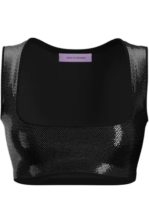 MACCAPANI Top corto con apliques de strass