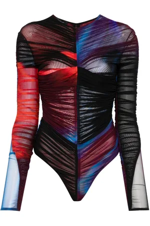 MUGLER Body de malla fruncido