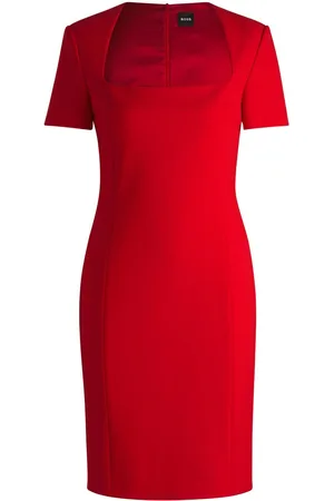 HUGO BOSS Vestido midi de manga corta