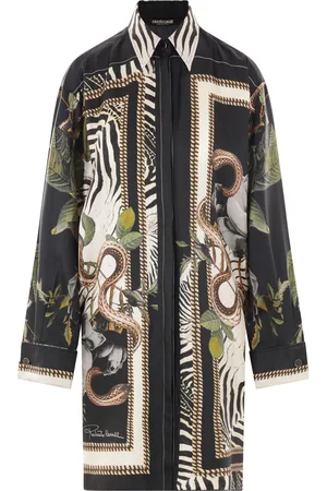 Roberto Cavalli Vestido camisero de seda con estampado Jewelry Foulard