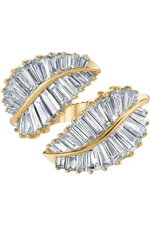 Anita Anillo Palm Leaf en oro amarillo de 18 ct con diamantes