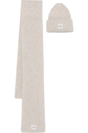UGG Conjunto de gorro y bufanda de punto de canalé grueso