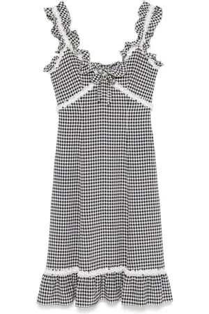 Alessandra Rich Vestido midi con motivo de cuadrícula