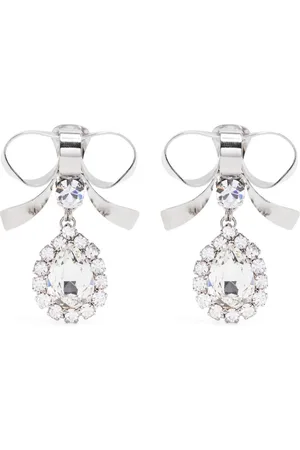 Alessandra Rich Pendientes con detalles de cristales y colgante de lazo