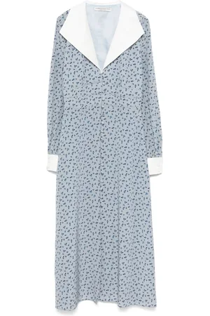 Alessandra Rich Vestido midi con rosa estampada