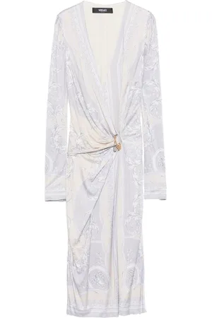 VERSACE Vestido midi con estampado Coupe des Dieux