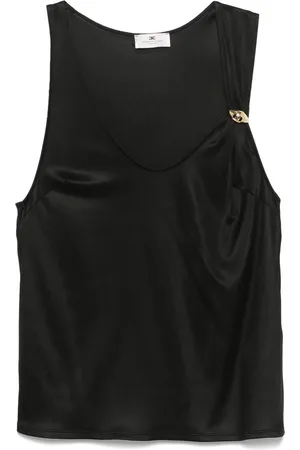 Elisabetta Franchi Top sin mangas con broche del logo