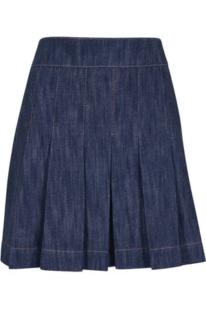 AKRIS Falda vaquera con pliegues
