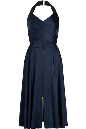 Patou Vestido midi de satén con cuello halter