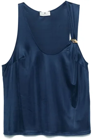 Elisabetta Franchi Top sin mangas con broche del logo