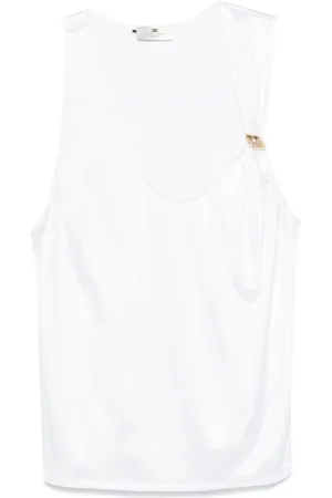 Elisabetta Franchi Top de tirantes con logo enjoyado