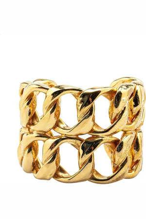CHANEL Brazalete Double Curb Row Cuff bañado en oro 1980-1990