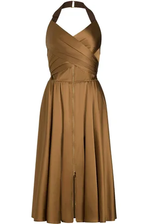 Patou Vestido midi de satén con cuello halter